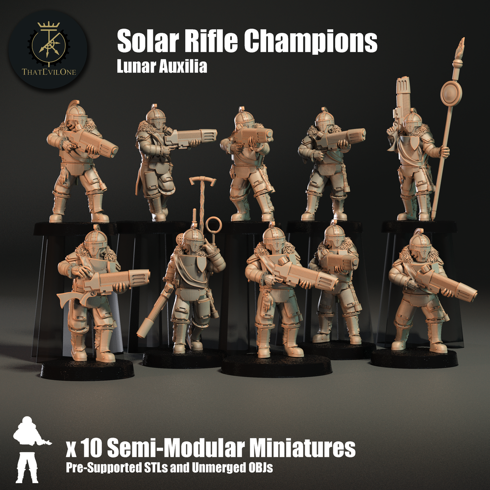 3D Printable Lunar Auxilia Modular Solar Rifles - Presupported by